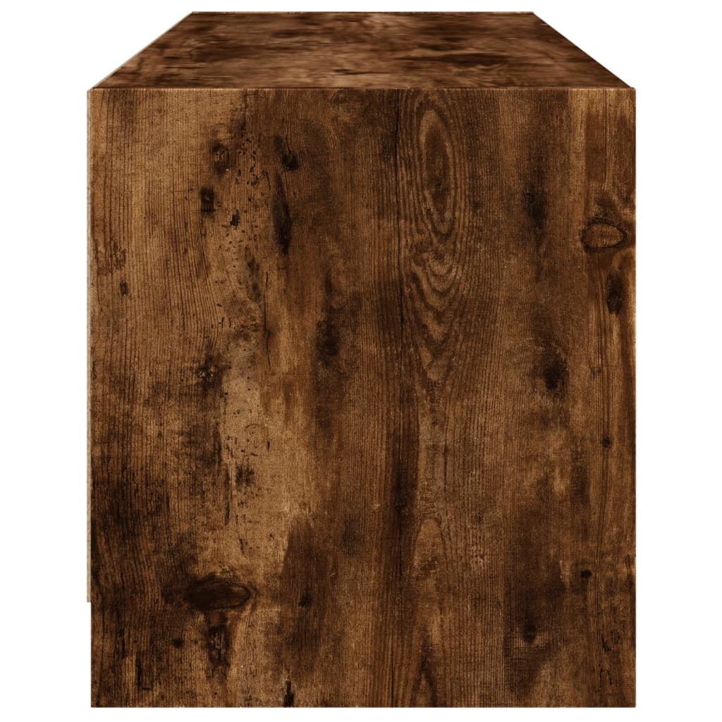 Tv-Meubel Met Glazen Deuren 02X37X42 Cm Kleurig Gerookt eiken