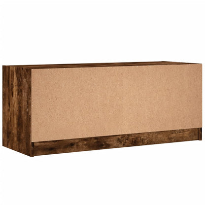 Tv-Meubel Met Glazen Deuren 02X37X42 Cm Kleurig Gerookt eiken
