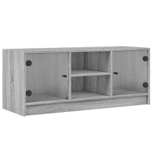 Tv-Meubel Met Glazen Deuren 02X37X42 Cm Eiken Grijs sonoma