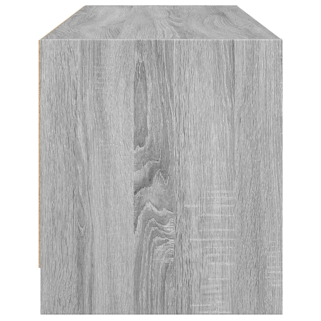 Tv-Meubel Met Glazen Deuren 02X37X42 Cm Eiken Grijs sonoma