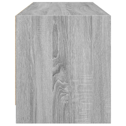 Tv-Meubel Met Glazen Deuren 02X37X42 Cm Eiken Grijs sonoma