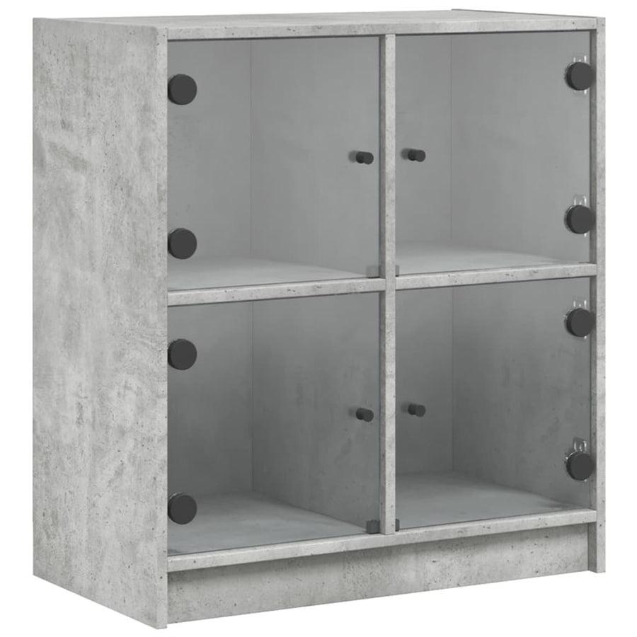 Bijzetkast Met Glazen Deuren 68X37X75,5 Cm Betongrijs
