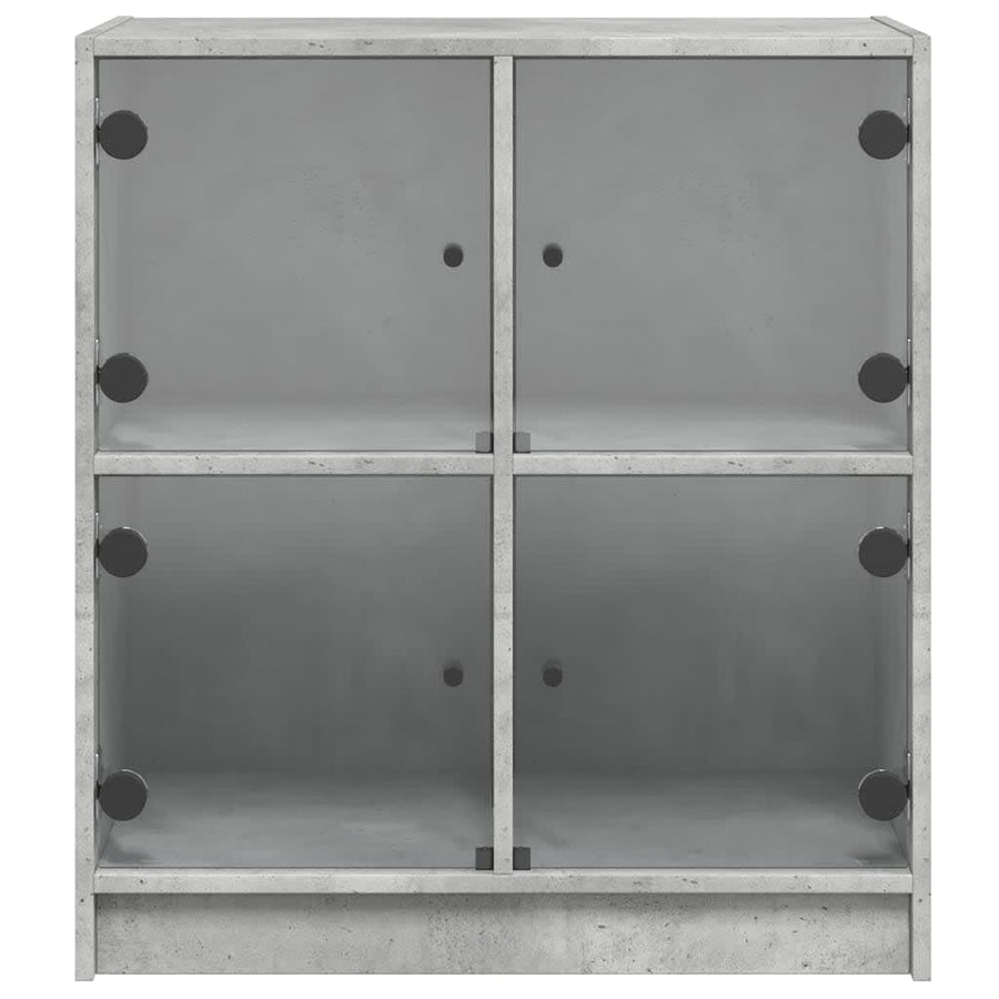Bijzetkast Met Glazen Deuren 68X37X75,5 Cm Betongrijs