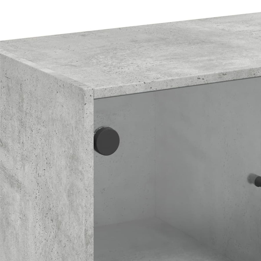 Bijzetkast Met Glazen Deuren 68X37X75,5 Cm Betongrijs