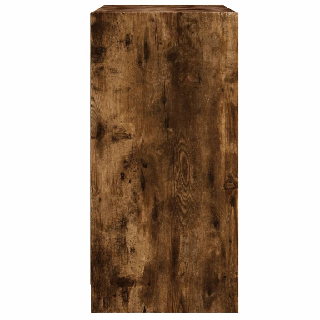 Bijzetkast Met Glazen Deuren 68X37X75,5 Cm Kleurig Gerookt eiken