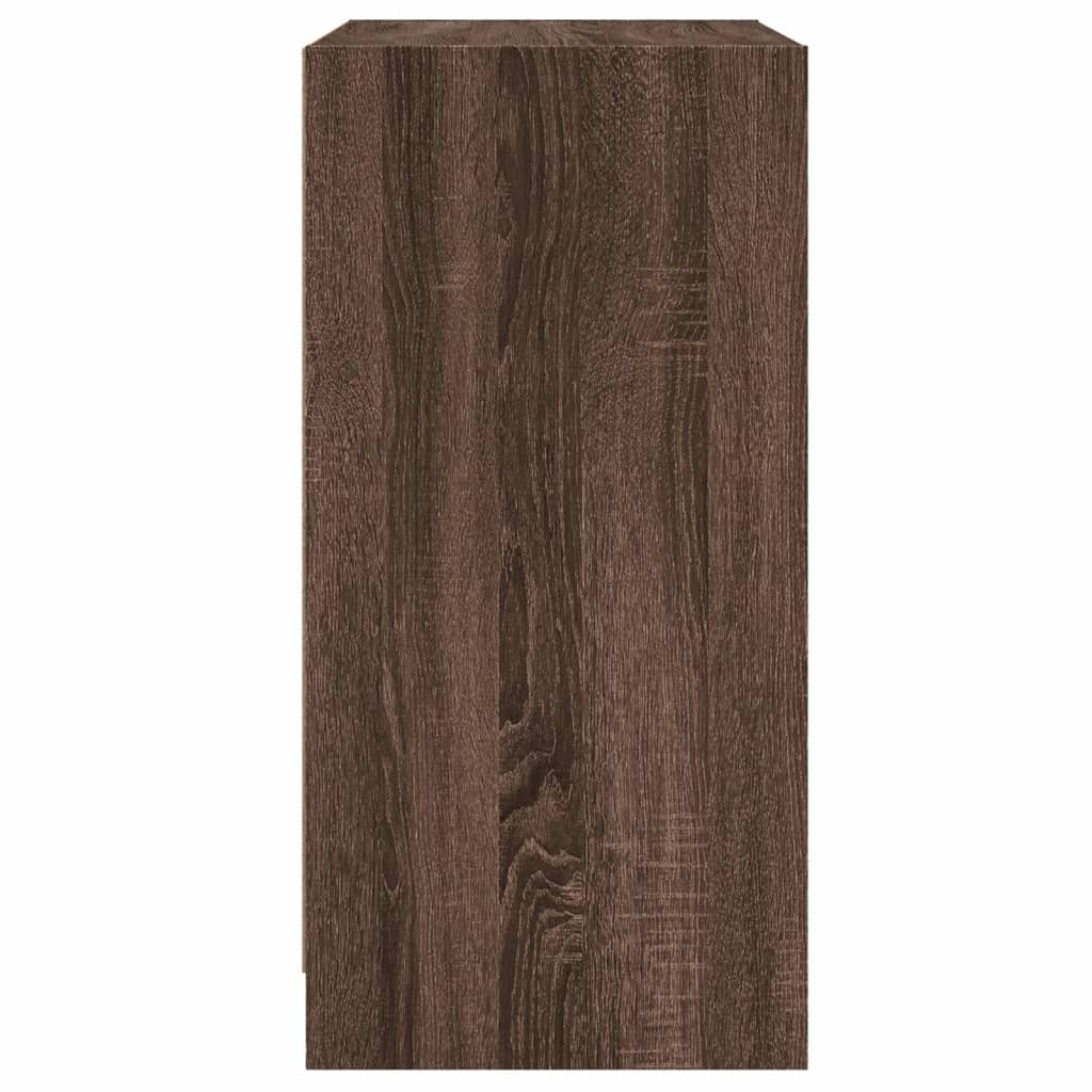 Bijzetkast Met Glazen Deuren 68X37X75,5 Cm Bruineikenkleurig bruin eikenkleur