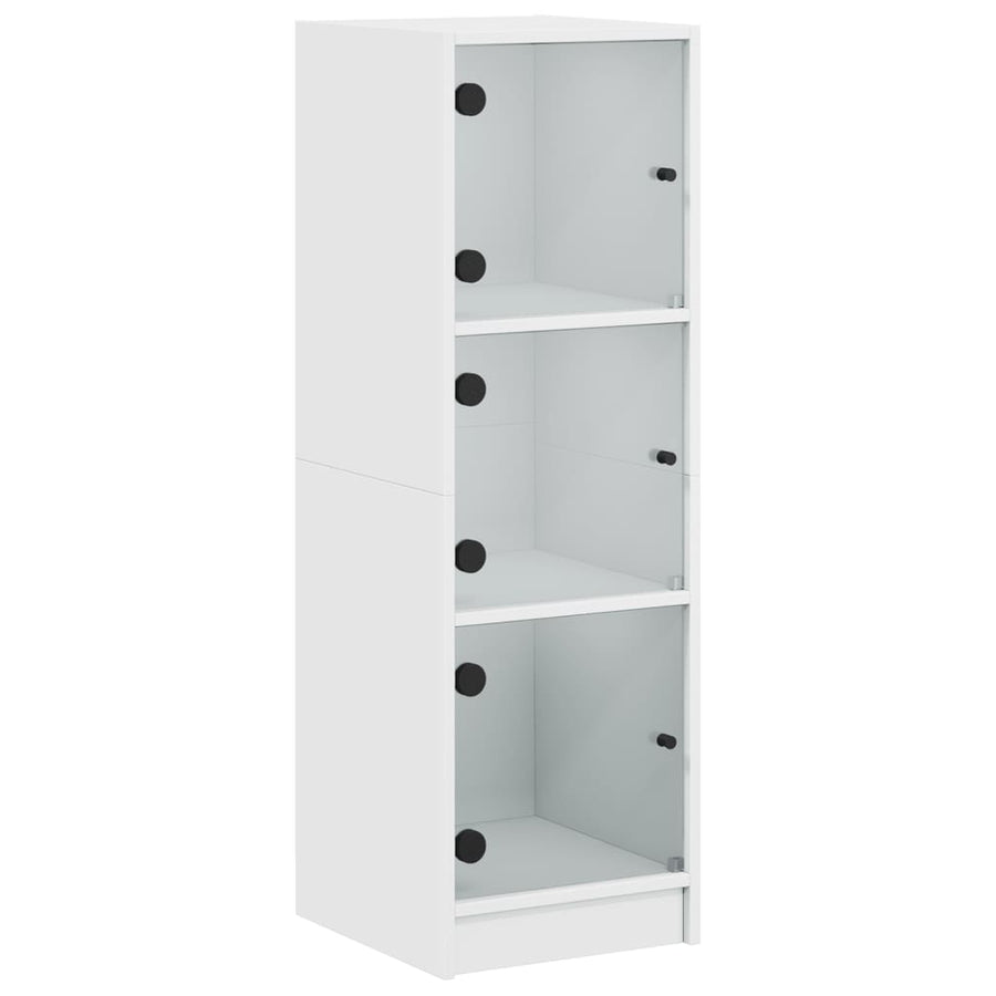 Hoge Kast Met Glazen Deuren 35X37X09 Cm Wit