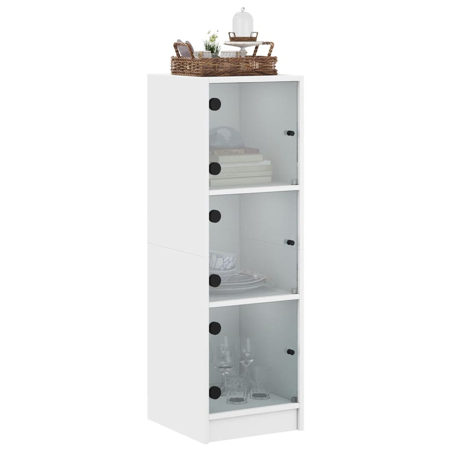 Hoge Kast Met Glazen Deuren 35X37X09 Cm Wit