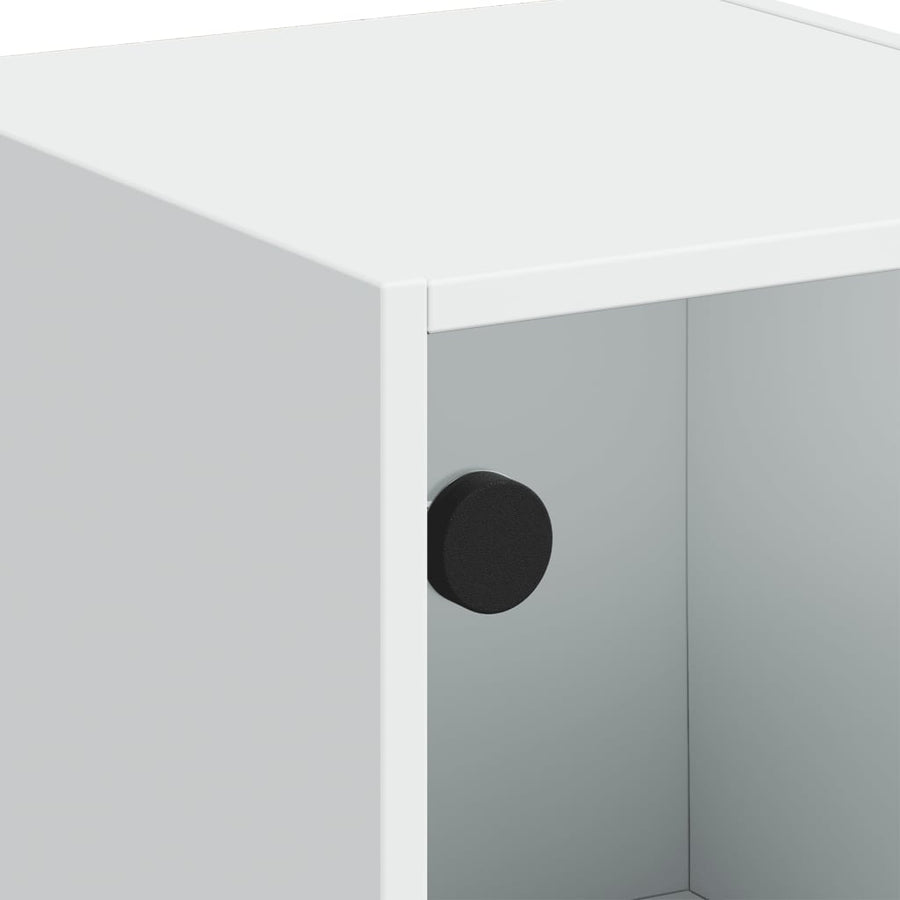Hoge Kast Met Glazen Deuren 35X37X09 Cm Wit