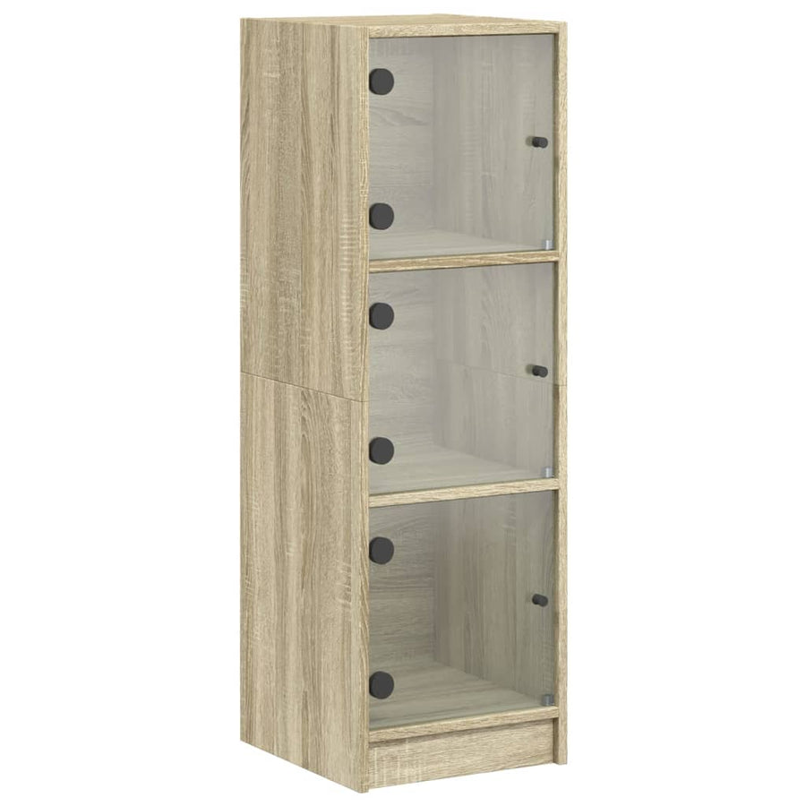 Hoge kast met glazen deuren 35x37x109 cm sonoma eikenkleurig