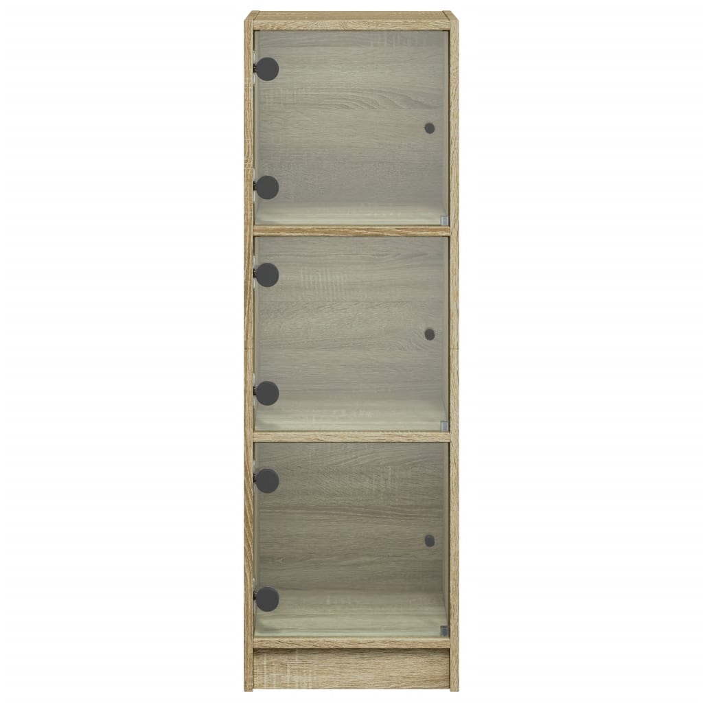 Hoge kast met glazen deuren 35x37x109 cm sonoma eikenkleurig