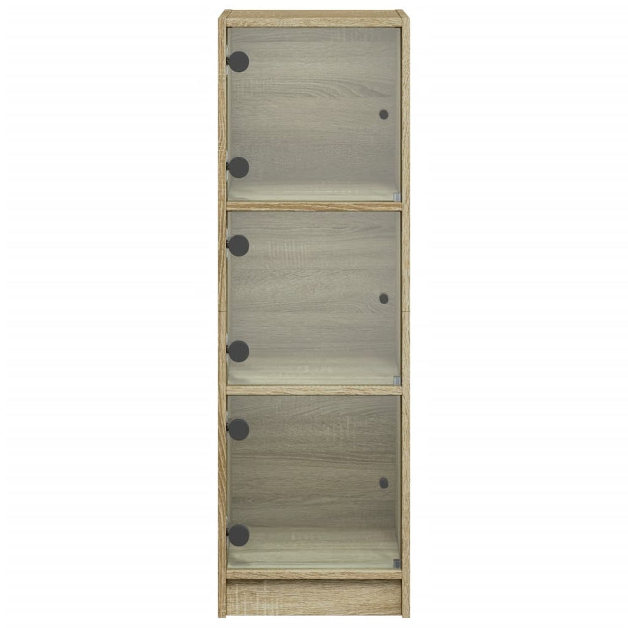 Hoge kast met glazen deuren 35x37x109 cm sonoma eikenkleurig