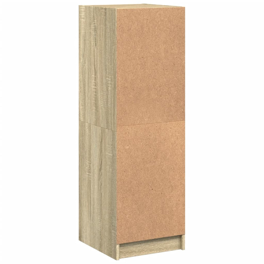 Hoge kast met glazen deuren 35x37x109 cm sonoma eikenkleurig