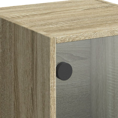 Hoge kast met glazen deuren 35x37x109 cm sonoma eikenkleurig