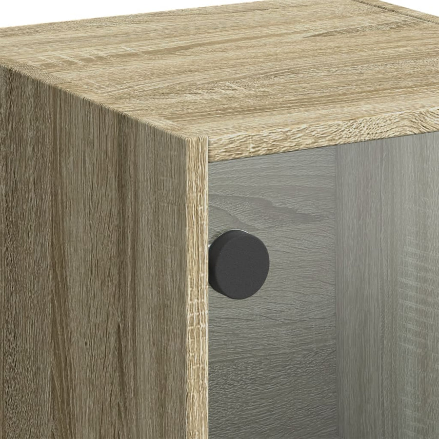 Hoge kast met glazen deuren 35x37x109 cm sonoma eikenkleurig