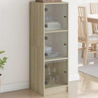 Tall cabinet with glass doors 35x37x109 cm Sonoma oak-coloured