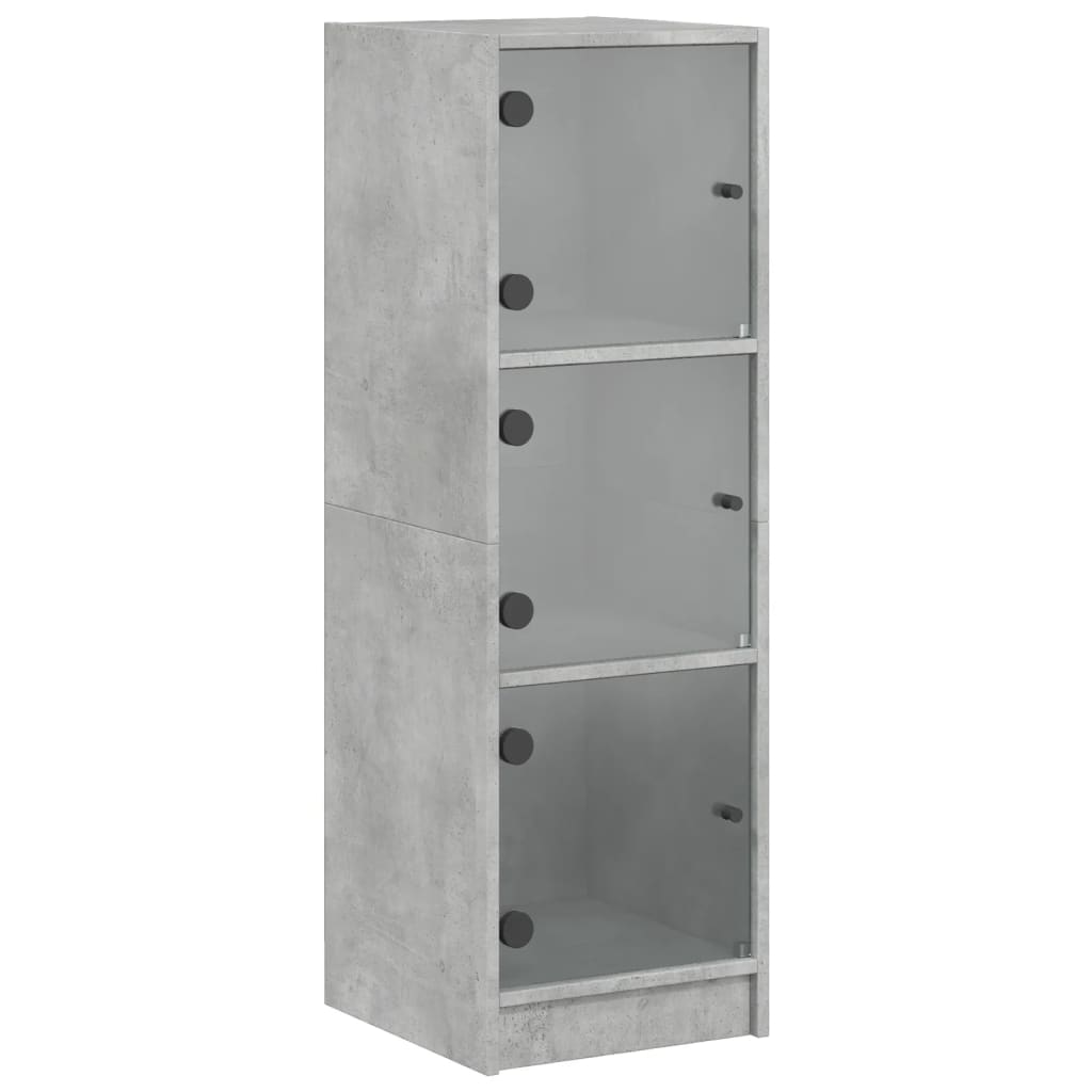 Hoge Kast Met Glazen Deuren 35X37X109 Cm Betongrijs