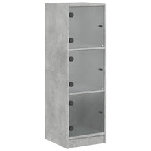 Hoge Kast Met Glazen Deuren 35X37X09 Cm Betongrijs
