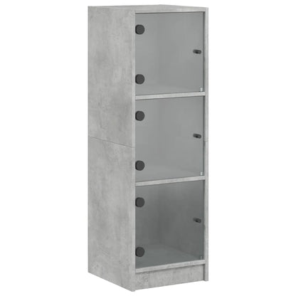 Hoge Kast Met Glazen Deuren 35X37X109 Cm Betongrijs