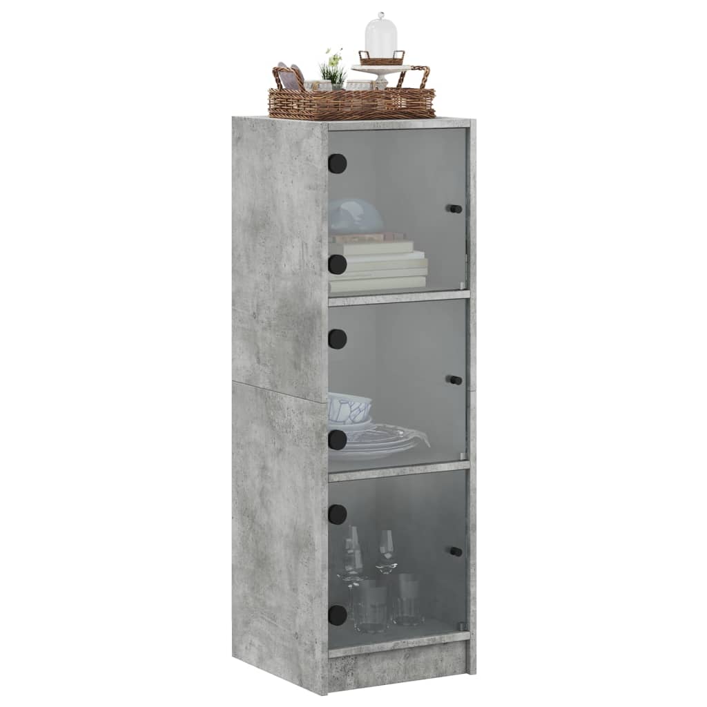 Hoge Kast Met Glazen Deuren 35X37X109 Cm Betongrijs