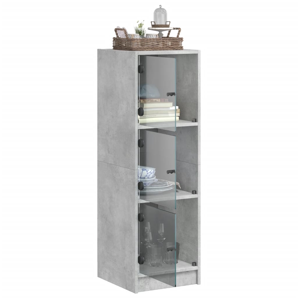 Hoge Kast Met Glazen Deuren 35X37X109 Cm Betongrijs