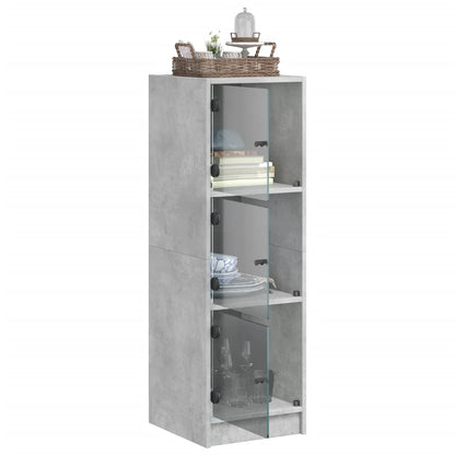 Hoge Kast Met Glazen Deuren 35X37X109 Cm Betongrijs