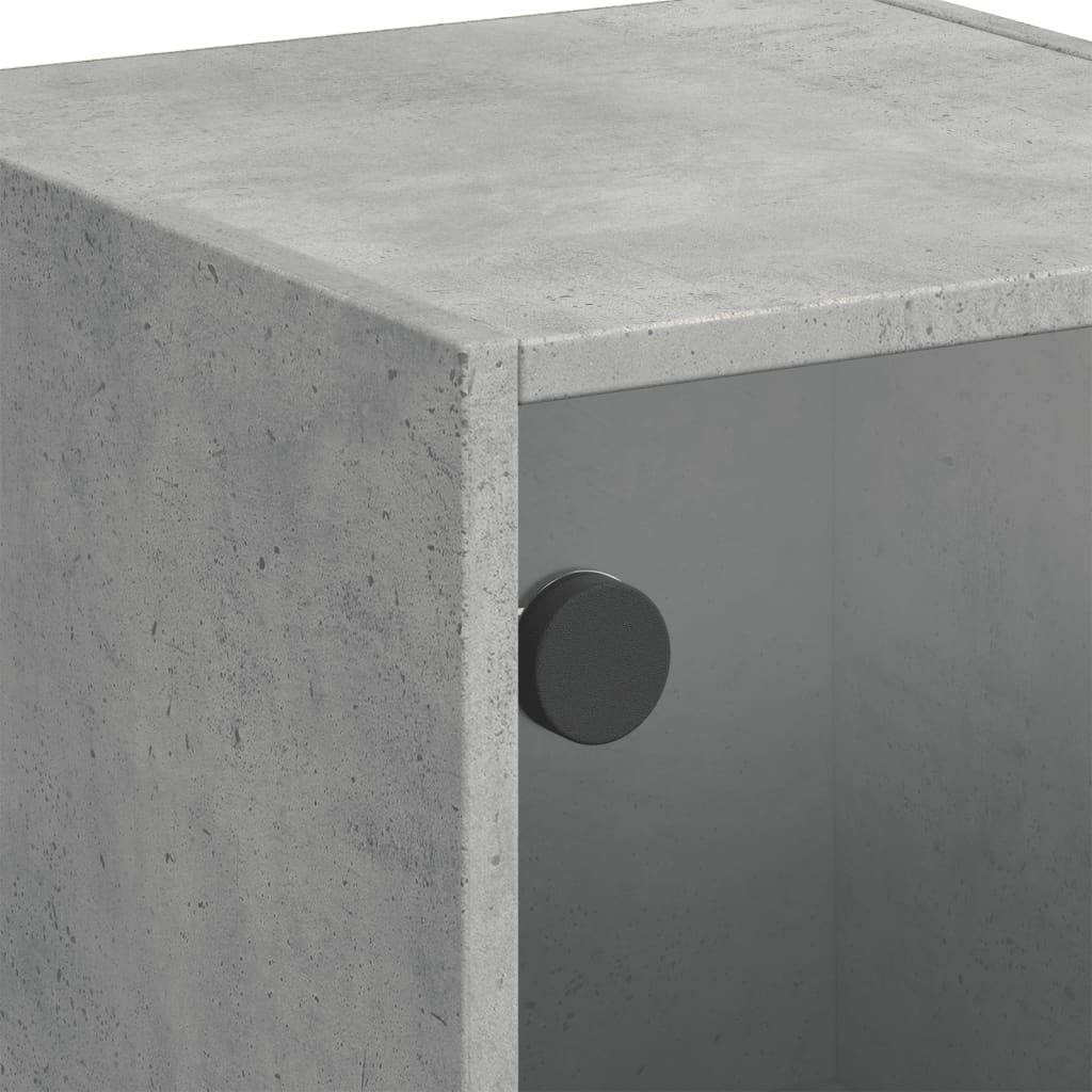 Hoge Kast Met Glazen Deuren 35X37X109 Cm Betongrijs