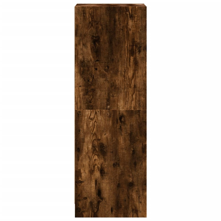 Hoge kast met glazen deuren 35x37x109 cm gerookt eikenkleurig