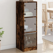 Hoge kast 35x37x109 cm bewerkt hout gerookt eiken