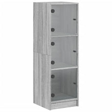Hoge Kast Met Glazen Deuren 35X37X09 Cm Eiken Grijs sonoma