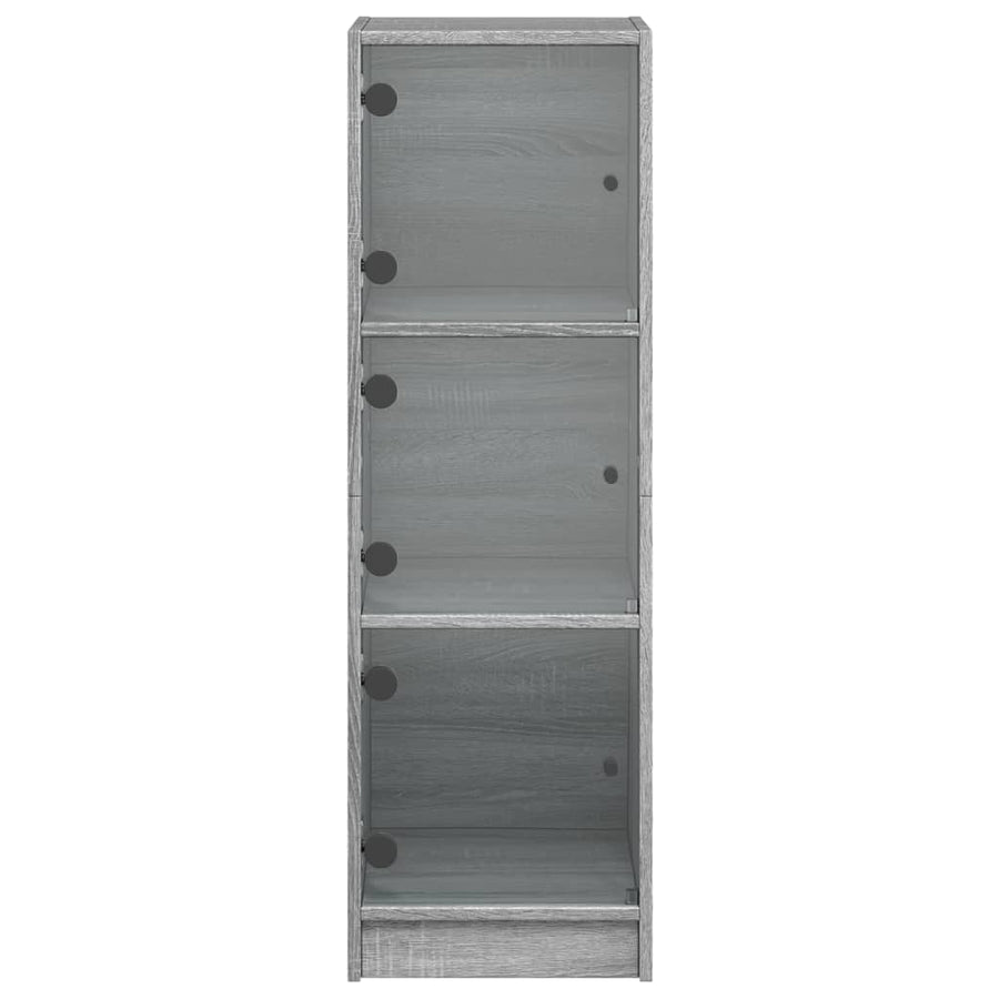 Hoge Kast Met Glazen Deuren 35X37X09 Cm Eiken Grijs sonoma