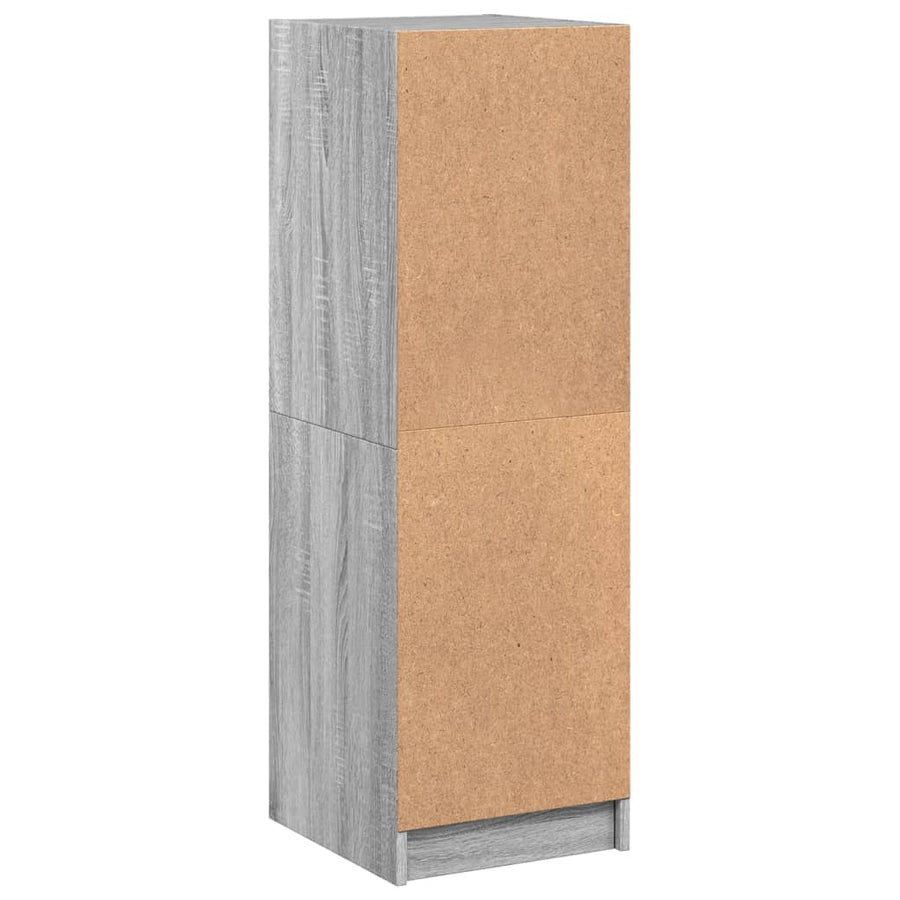 Hoge Kast Met Glazen Deuren 35X37X09 Cm Eiken Grijs sonoma