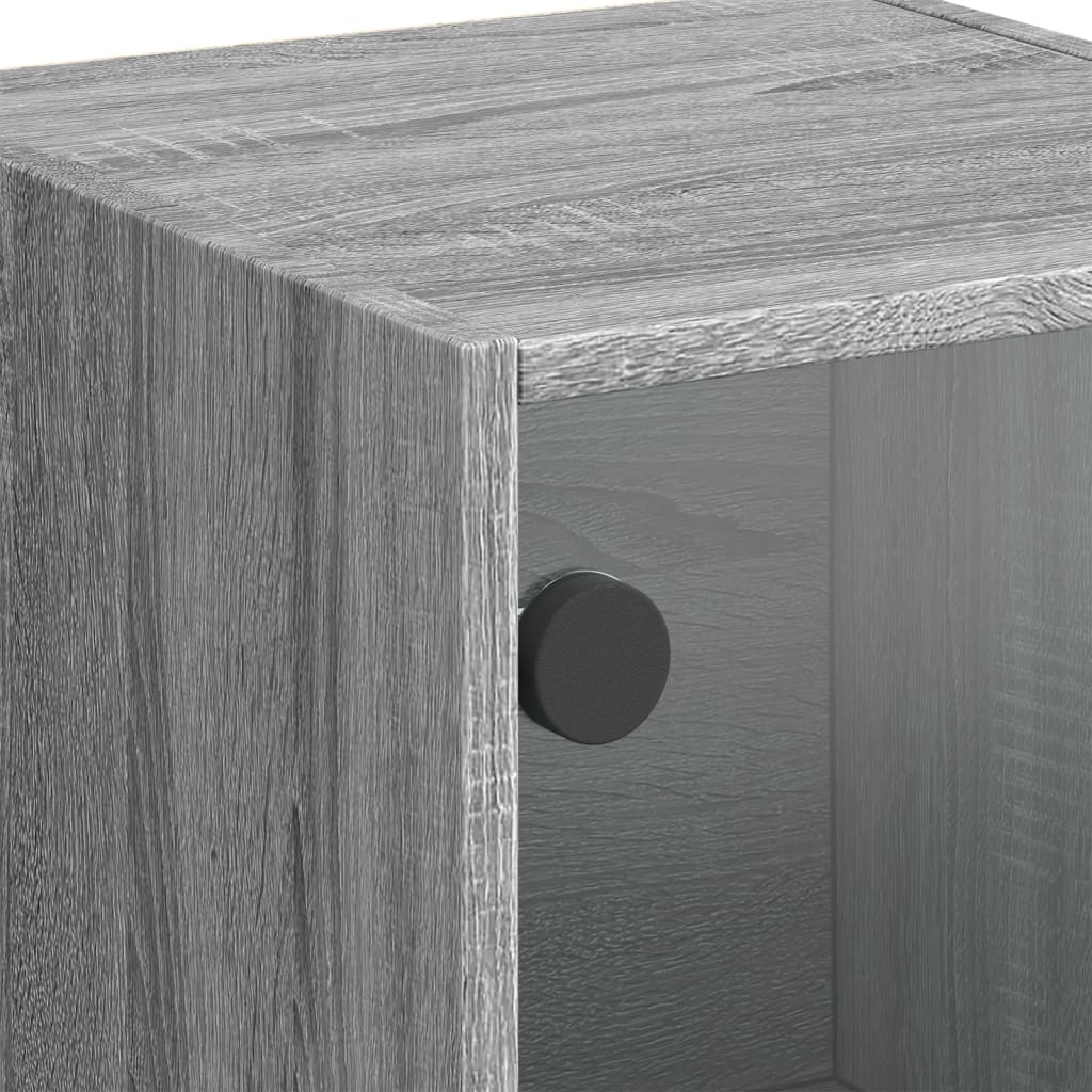 Hoge Kast Met Glazen Deuren 35X37X09 Cm Eiken Grijs sonoma
