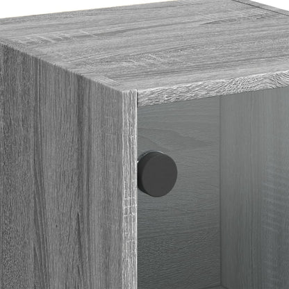 Hoge Kast Met Glazen Deuren 35X37X09 Cm Eiken Grijs sonoma