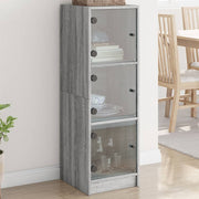 Hoge kast 35x37x109 cm grijs sonoma eiken met glazen deuren