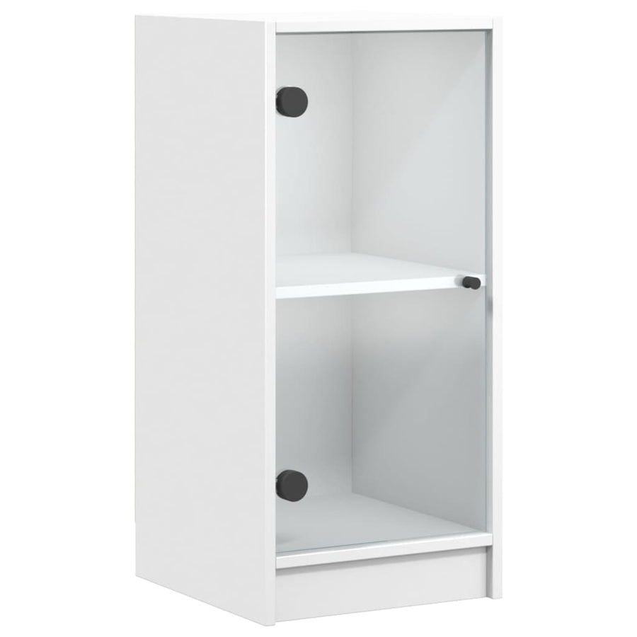 Bijzetkast Met Glazen Deuren 35X37X75,5 Cm Wit