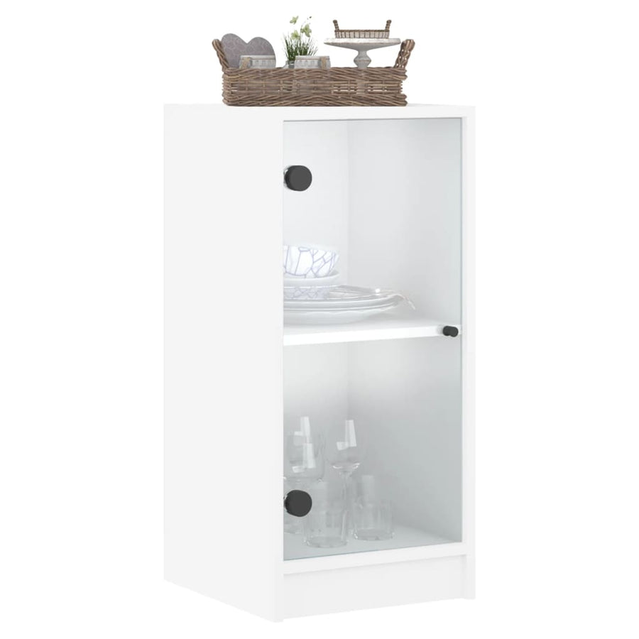 Bijzetkast Met Glazen Deuren 35X37X75,5 Cm Wit