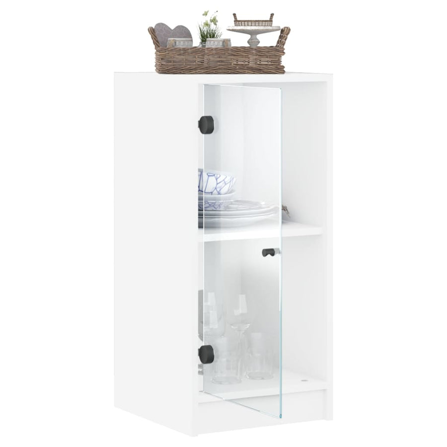 Bijzetkast Met Glazen Deuren 35X37X75,5 Cm Wit