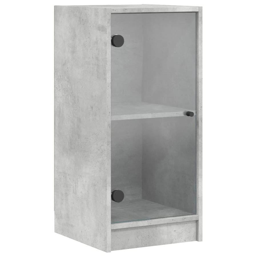 Bijzetkast Met Glazen Deuren 35X37X75,5 Cm Betongrijs