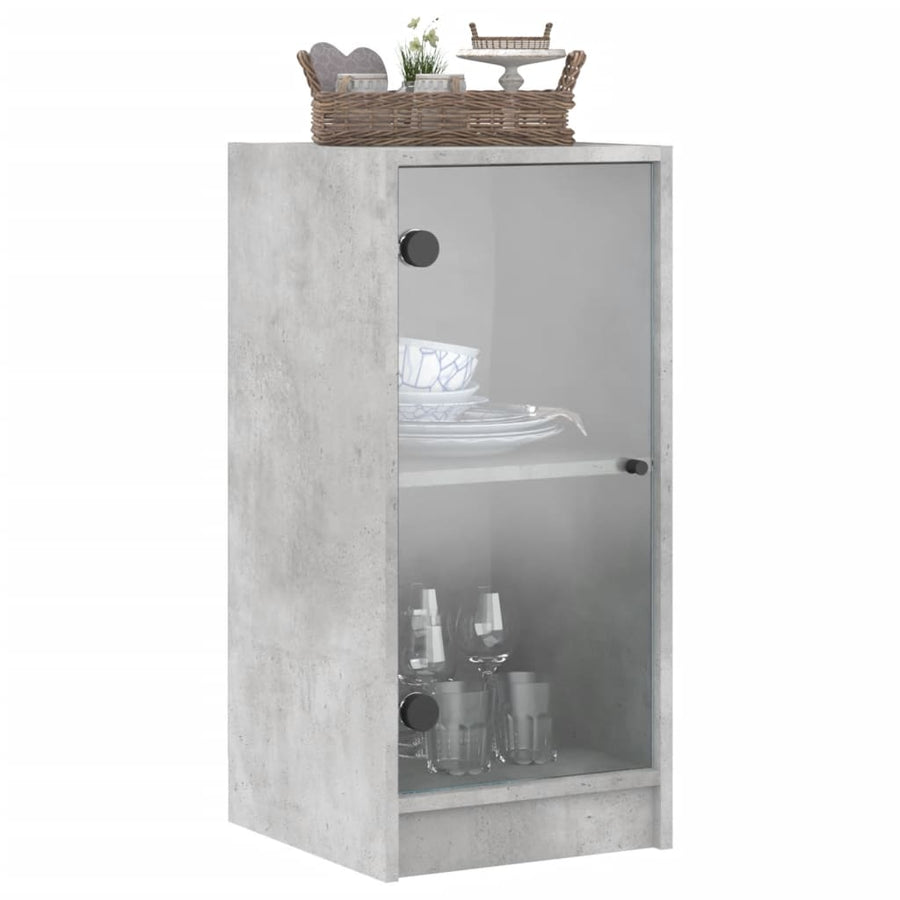 Bijzetkast Met Glazen Deuren 35X37X75,5 Cm Betongrijs