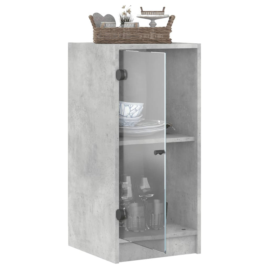 Bijzetkast Met Glazen Deuren 35X37X75,5 Cm Betongrijs