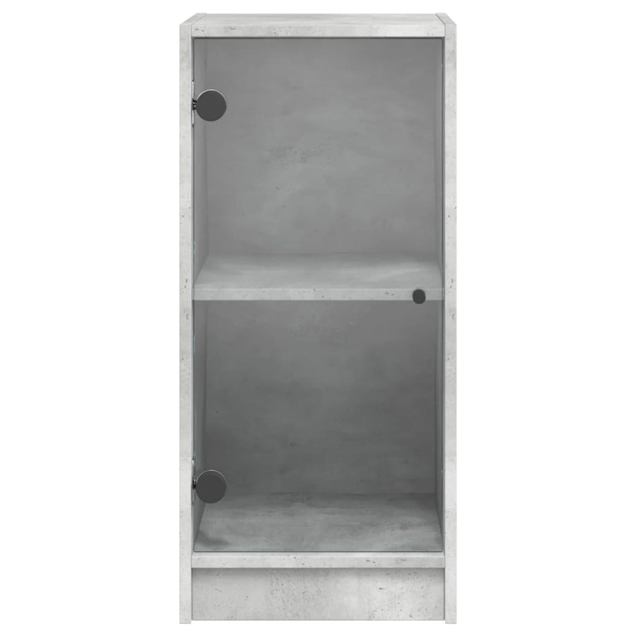 Bijzetkast Met Glazen Deuren 35X37X75,5 Cm Betongrijs