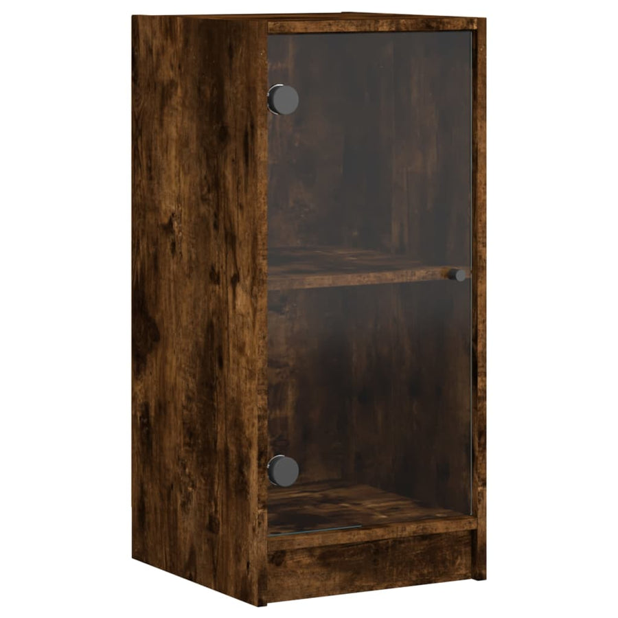 Bijzetkast Met Glazen Deuren 35X37X75,5 Cm Kleurig Gerookt eiken