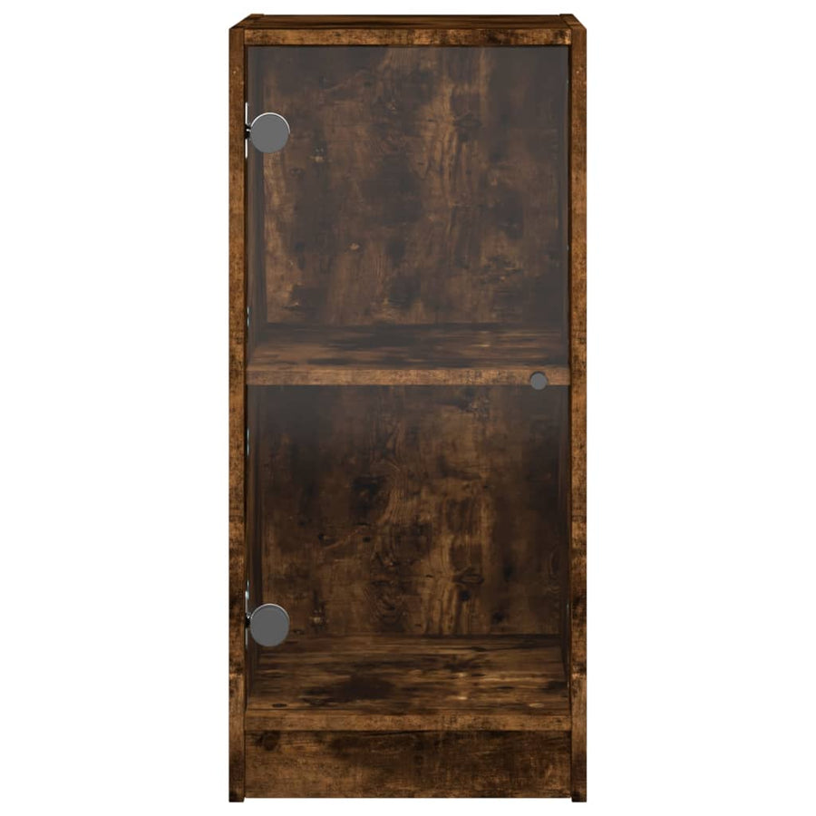 Bijzetkast Met Glazen Deuren 35X37X75,5 Cm Kleurig Gerookt eiken