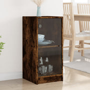 Bijzetkast 35x37x75,5 cm gerookt eiken glas
