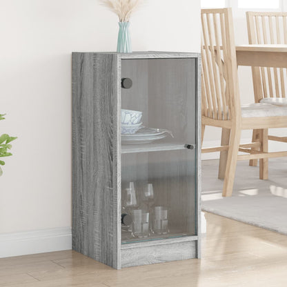 Bijzetkast met glazen deuren 35x37x75,5 cm grijs sonoma eiken