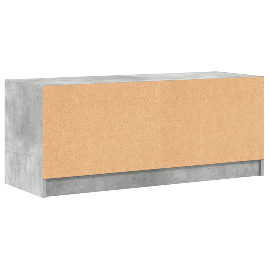 Tv-Meubel Met Glazen Deuren 102X37X42 Cm Betongrijs