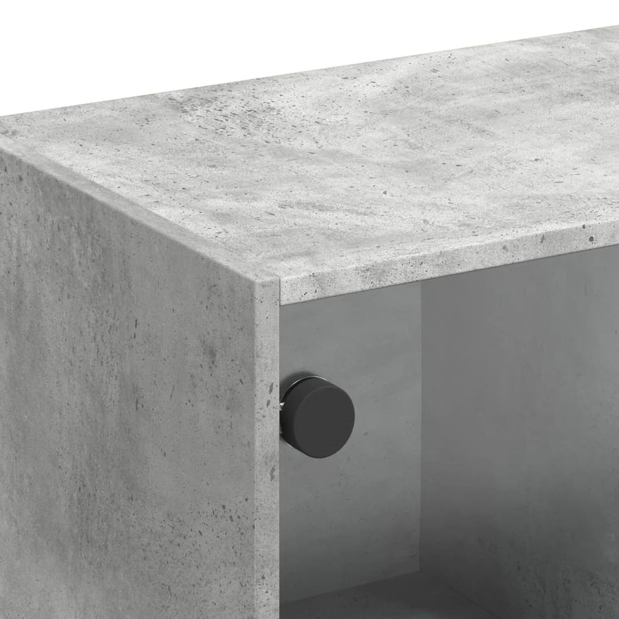 Tv-Meubel Met Glazen Deuren 102X37X42 Cm Betongrijs