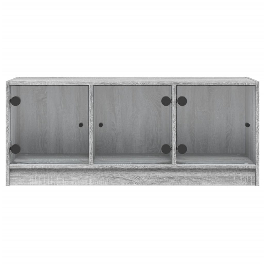 Tv-Meubel Met Glazen Deuren 102X37X42 Cm Grijs Sonoma Eiken