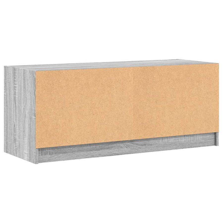 Tv-Meubel Met Glazen Deuren 102X37X42 Cm Grijs Sonoma Eiken